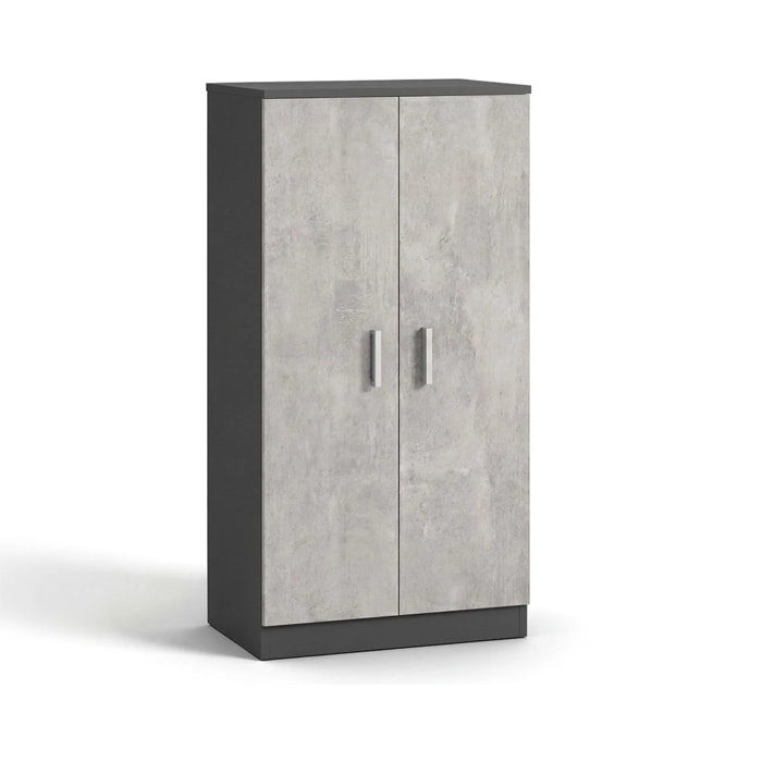 Zapatero de 2 puertas en gris grafito y gris cemento 55x108 cm Liam Gris Grafito - Gris Cemento
