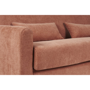 Canapé convertible 3 places en tissu effet velours terre brûlée avec matelas 13 cm LETTO