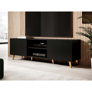 Sanna - meuble TV - 2 portes et 2 niches - 150 cm - Noir