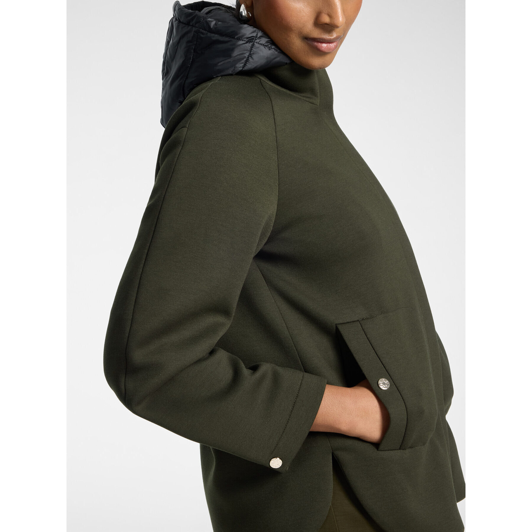 Elena Mirò - Parka in scuba con cappuccio - Verde militare