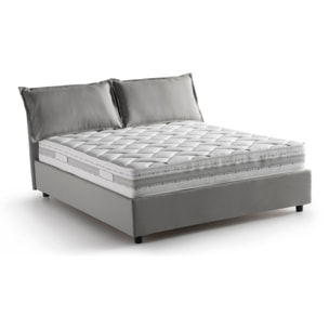 Letto matrimoniale Agnese, Letto contenitore con rivestimento in tessuto, 100% Made in Italy, Apertura frontale, adatto per materasso Cm 140x190, Grigio