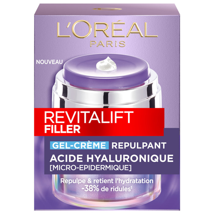 L'Oréal Paris Revitalift Filler Gel-Crème Repulpant Acide Hyaluronique, Céramides, Niacinamide & Glycérine 50 ml