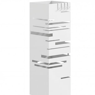 ParagÃƒÂ¼ero Metálico, Soporte de Paraguas con 4 Ganchos y Bandeja de Goteo Extraíble, ParagÃƒÂ¼ero Blanco para Entrada, Oficina, 15,5x15,5x49 cm