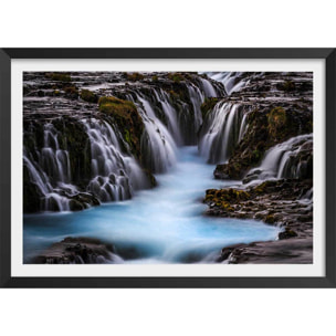 Affiche Islande Beaute bleue Affiche + cadre en bois - Noir