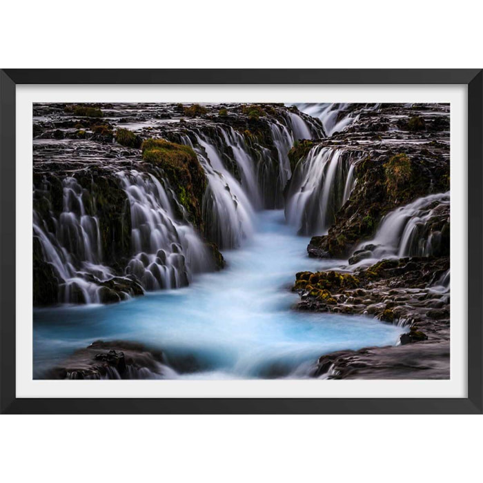 Affiche Islande Beaute bleue Affiche + cadre en bois - Noir