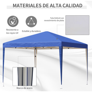 Carpa Plegable Gazebo 3x3 m Cenador Plegable con Altura Ajustable en 3 Niveles Toldo Anti-UV y Bolsa de Transporte para Camping Fiestas Azul