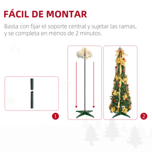Árbol de Navidad 180 cm Árbol de Navidad Artificial Plegable con Luces LED y Adornos Pre-instalados Árbol Navideño para Interior Verde