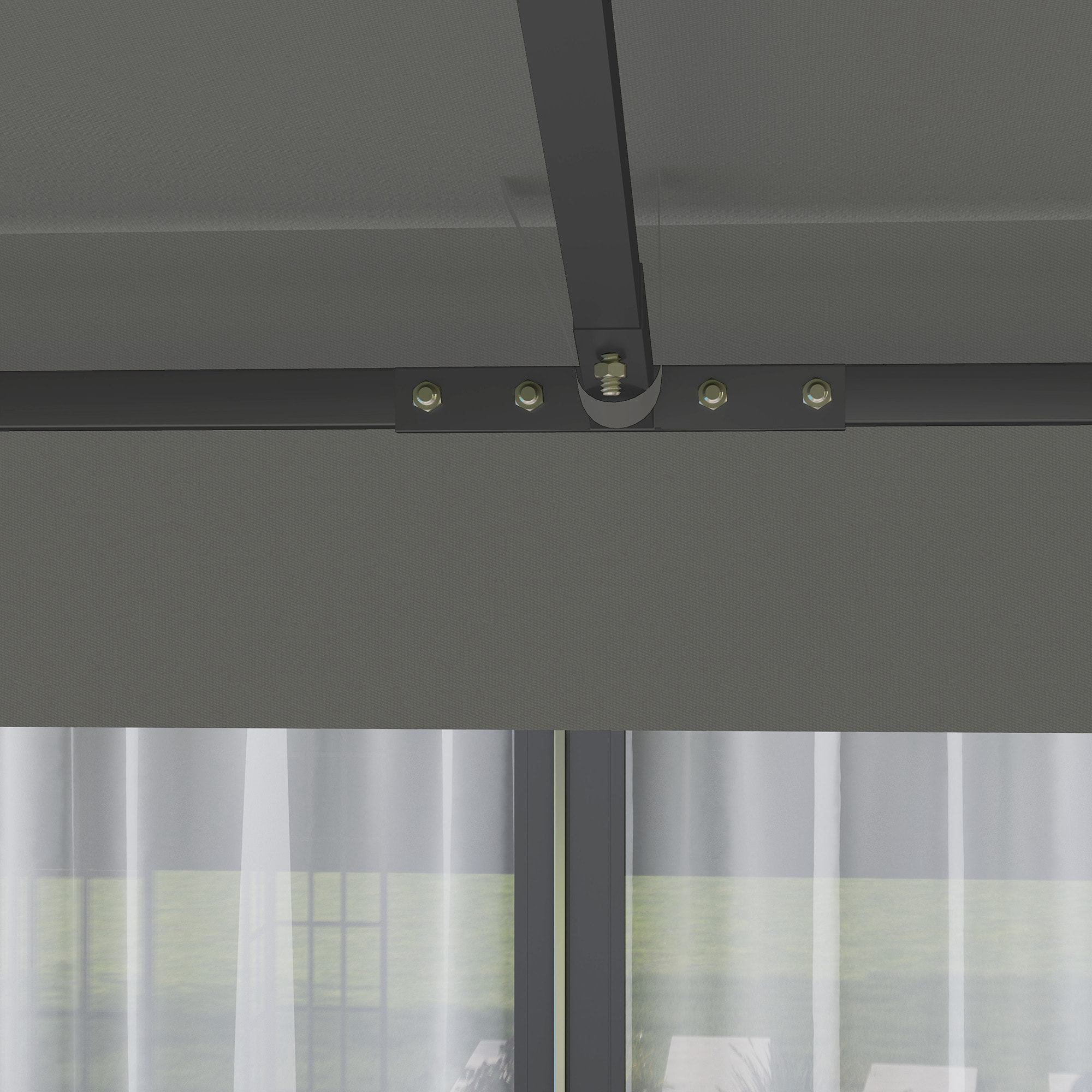 Toile de rechange barnum tonnelle 3 x 3 m - toit double avec œillets drainage - polyester gris