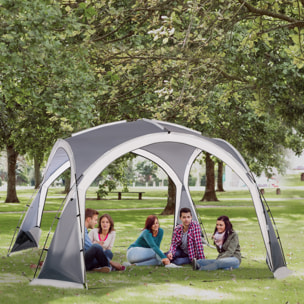 Carpa Portátil para 6-8 Personas Carpa de Camping con 4 Mosquiteros Gancho y Bolsa de Transporte Anti-UV para Pescar Senderismo 350x350x230 cm Gris y Blanco