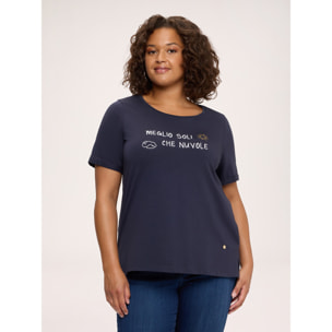 Fiorella Rubino - T-shirt in cotone con scritta ironica - Blu