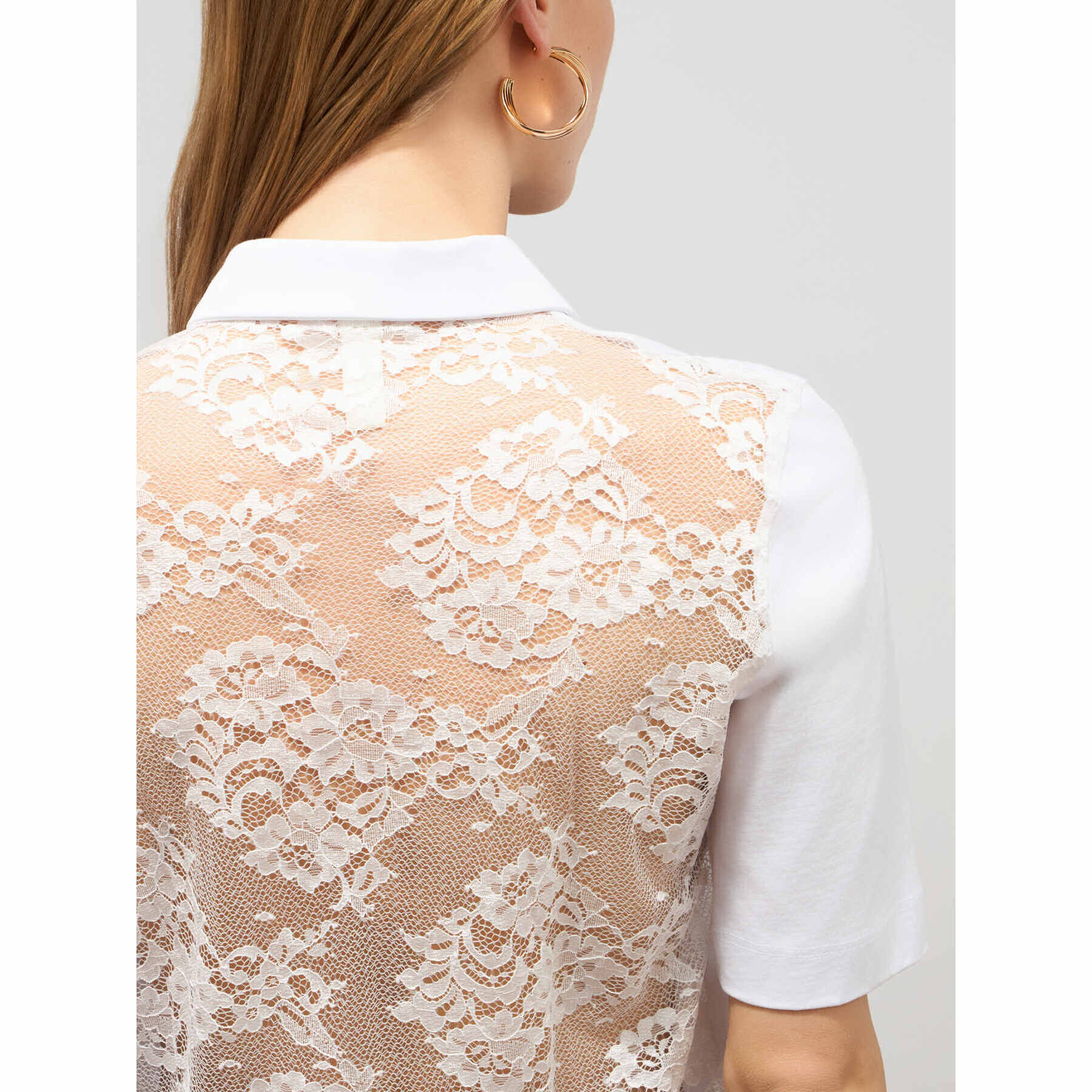 Oltre - Polo con espalda de encaje - Blanco