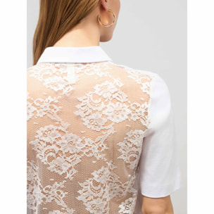 Oltre - Polo con espalda de encaje - Blanco