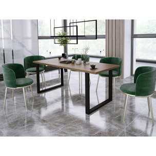 Caronal - table à manger - aspect chêne foncé et noir - 4 à 8 personnes - Noir / Beige