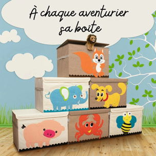 Boîte de rangement en tissu pour enfant grand modèle "chien" avec couvercle Lifeney