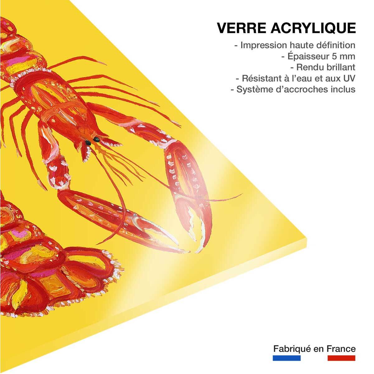 Tableau cuisine design langoustines  Tableau plexiglas
