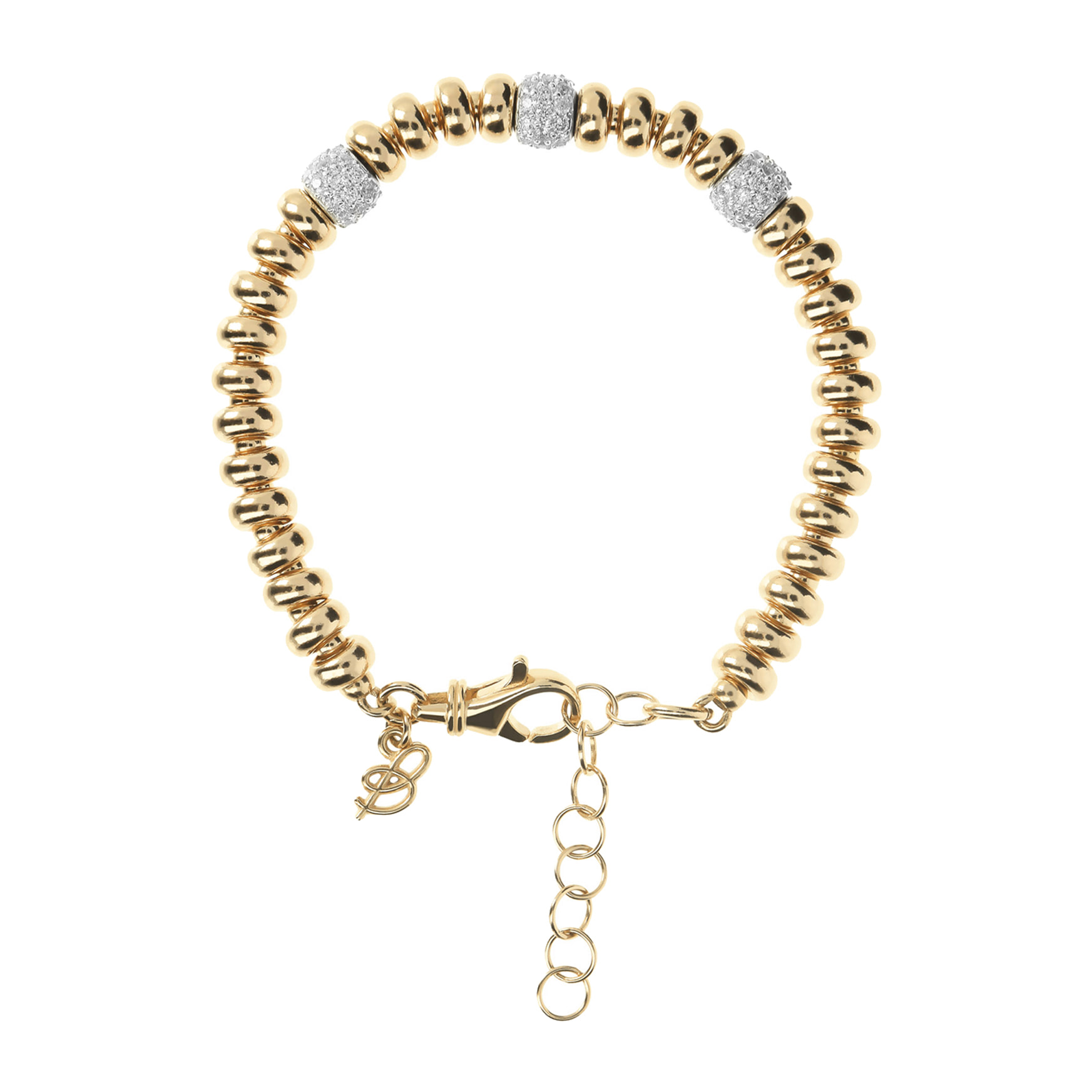 Bracciale Golden con Rondelle Alternate a Elementi Pavé in Cubic Zirconia