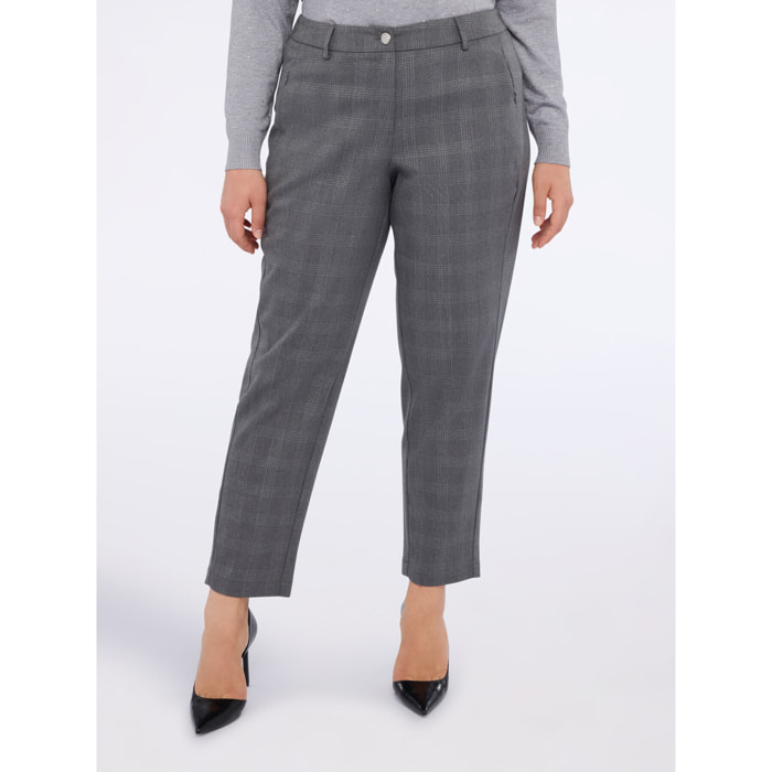 Fiorella Rubino - Pantaloni balloon stampa a quadri con filo lurex - Grigio