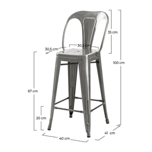 Lot de 2 chaises pour îlot central 67 cm en métal chrome - Indus
