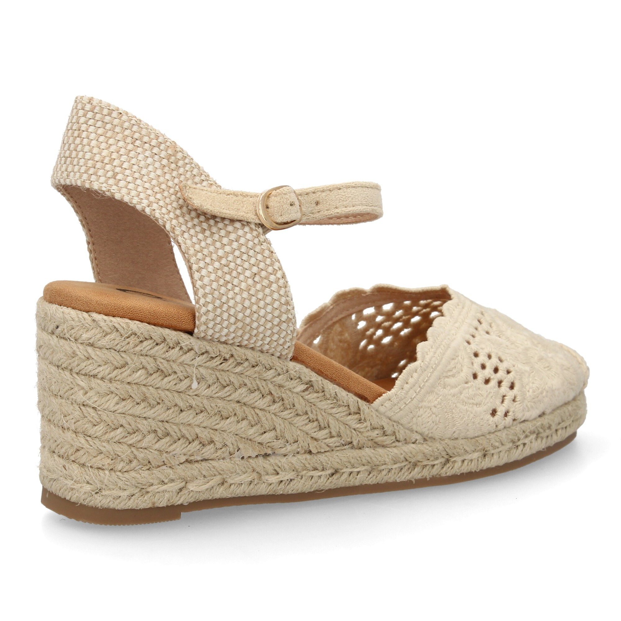 Alpargata valenciana cuña con adornos calados para mujer