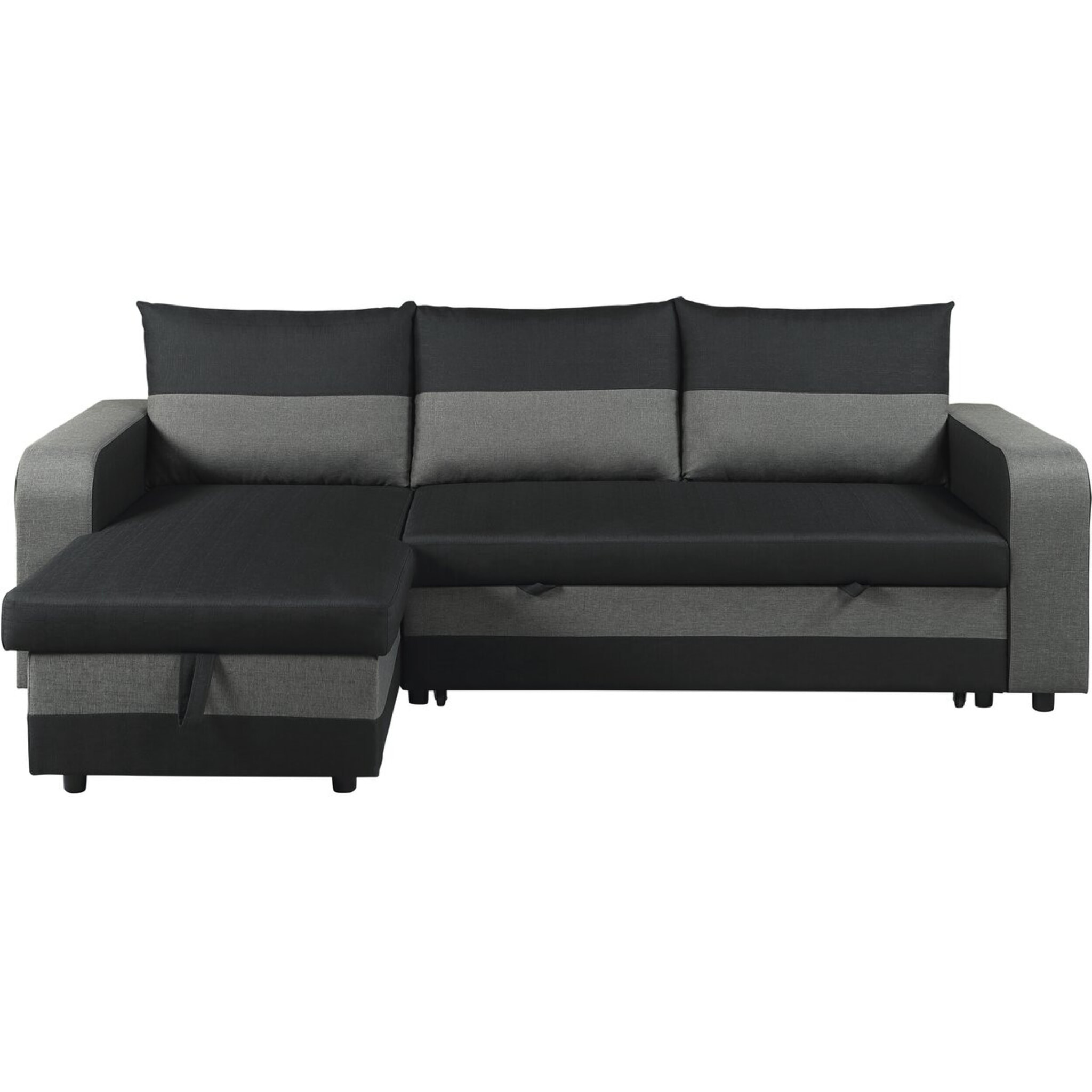 Canapé d'angle réversible/convertible en tissu "Victor" - 3 places - Noir