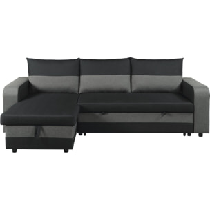 Canapé d'angle réversible/convertible en tissu "Victor" - 3 places - Noir
