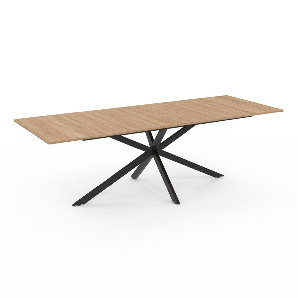 Table à manger extensible Spider 200-240cm bois et noir avec rangement