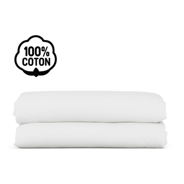 Drap housse en coton Blanc - Bonnet extensible