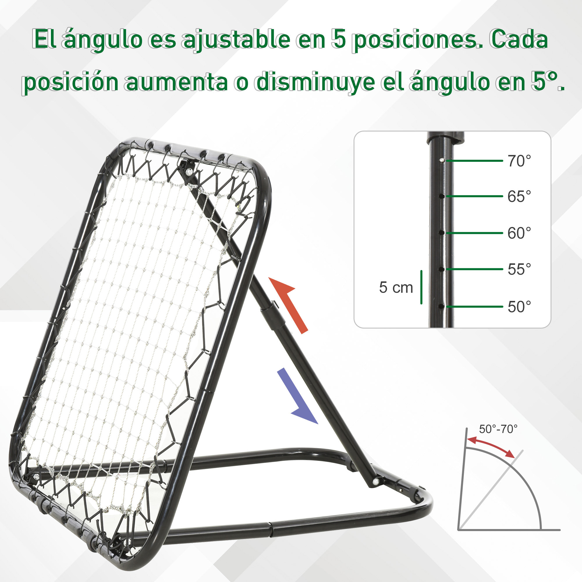 Red de Rebote Plegable Ajustable en ángulo de 5 Niveles para Fútbol 78x84x78 cm