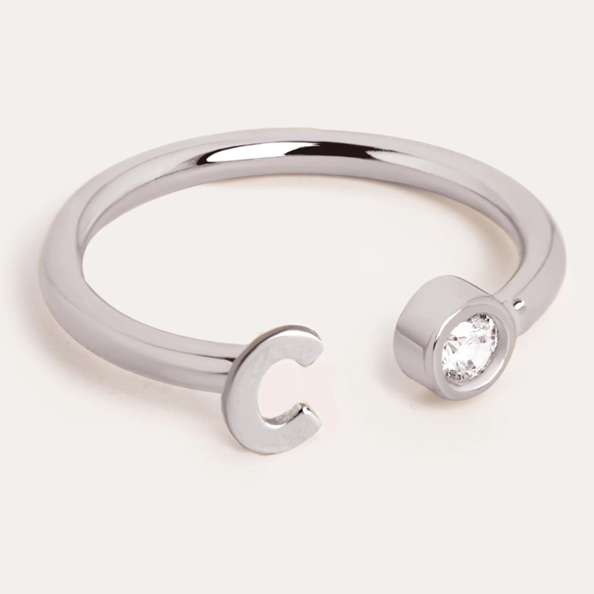 Anelli Personalized Letter Spark in Argento