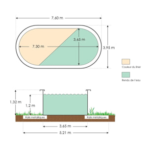 Piscine hors sol acier ovale 7,30 x 3,65 x 1,32 m aspect bois OSMOSE