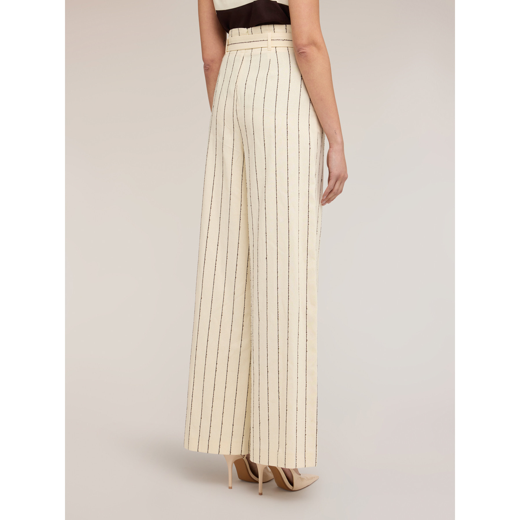 Motivi - Pantalones palazzo de rayas diplomáticas The Tailoring Lab - Beige