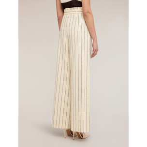 Motivi - Pantalones palazzo de rayas diplomáticas The Tailoring Lab - Beige