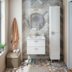 Mobile sottolavabo Doksuri, Mobiletto da bagno, Contenitore porta lavabo, Armadio per lavandino, 60x45 h50 cm, Bianco lucido