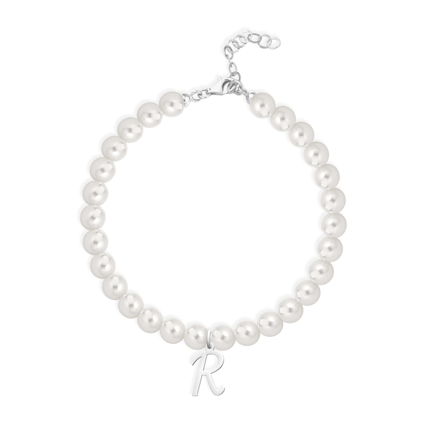 Bracciale Fujiko con Pendente Lettera R Perle Argento