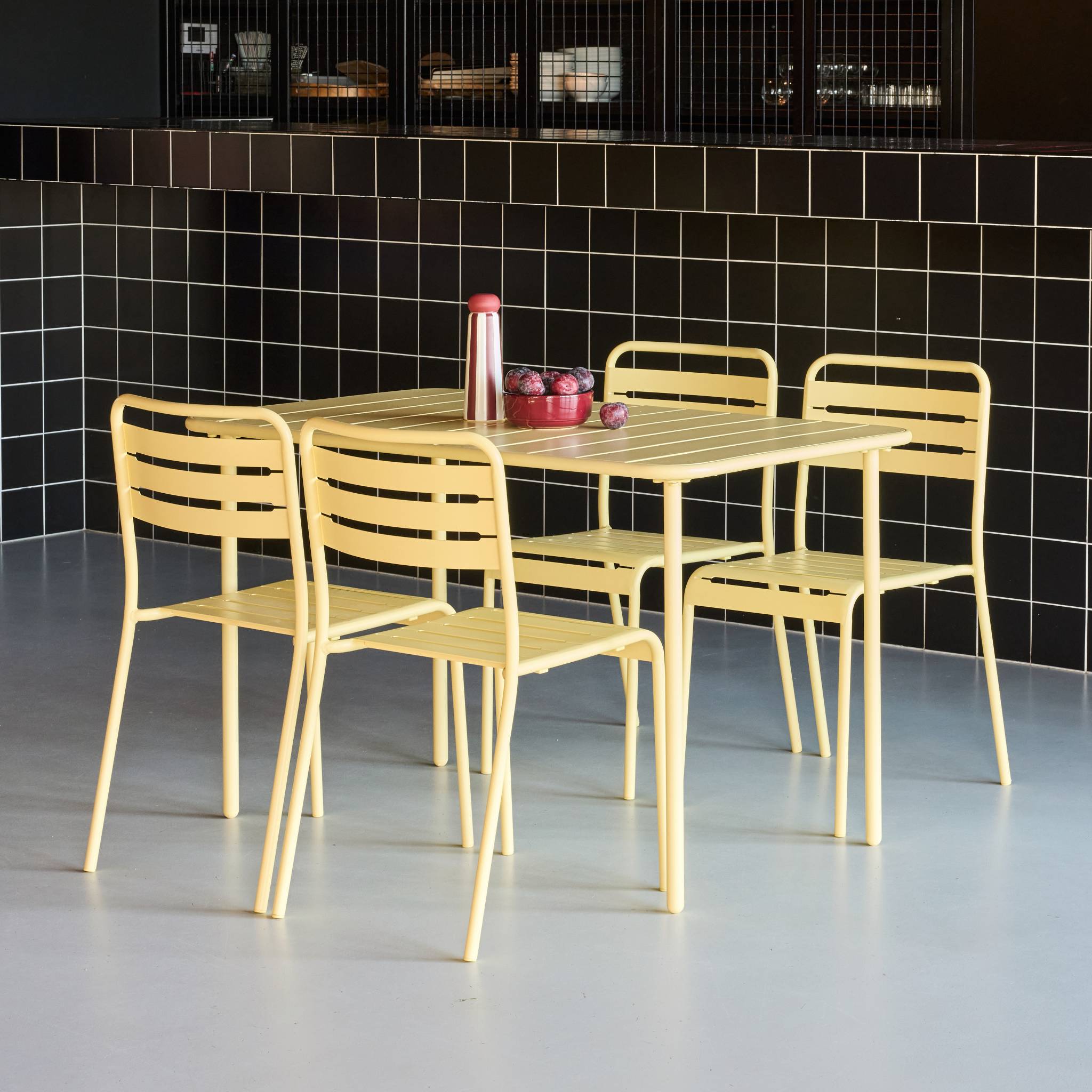 Table de jardin métal + 4 assises AMÉLIA