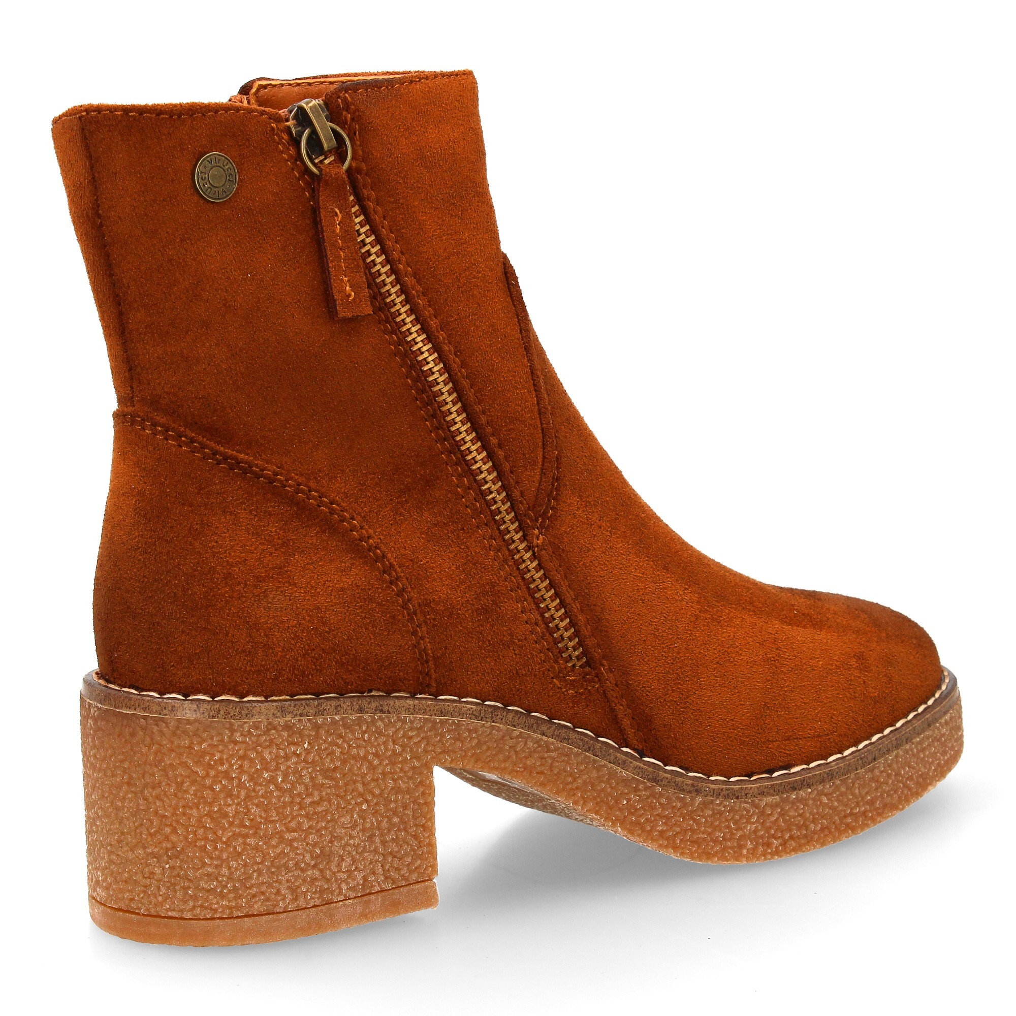 Botín de tacón medio mujer con cremallera decorativa