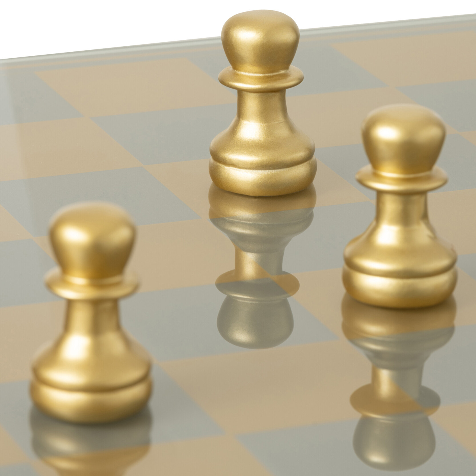 J-Line décoration plateau jeu d’échecs - polyrésine - or