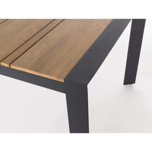 Tavolo da giardino ELIAS con piano effetto teak e gambe antracite, 198×100 cm