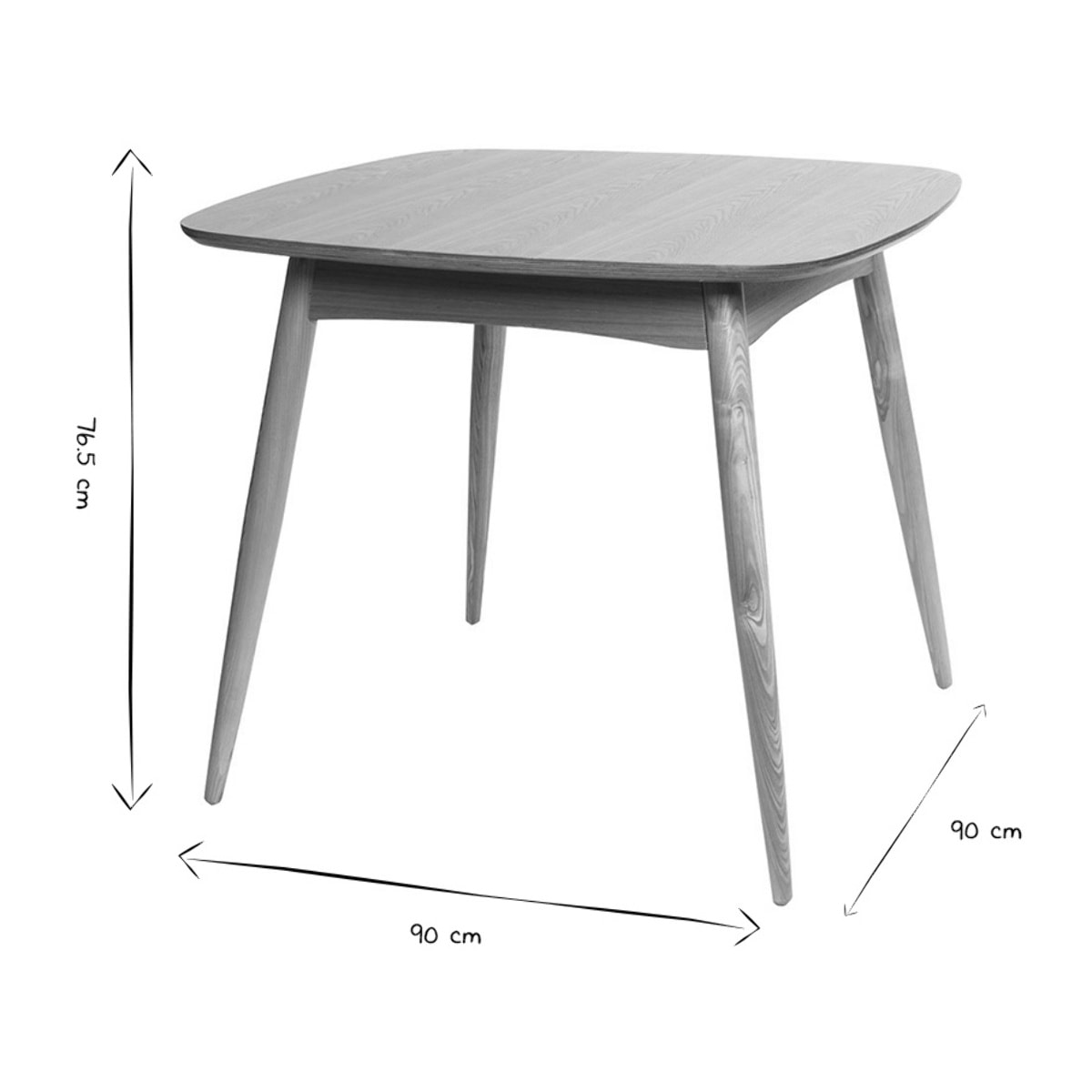 Table à manger scandinave carrée frêne naturel L90 cm BALTIK