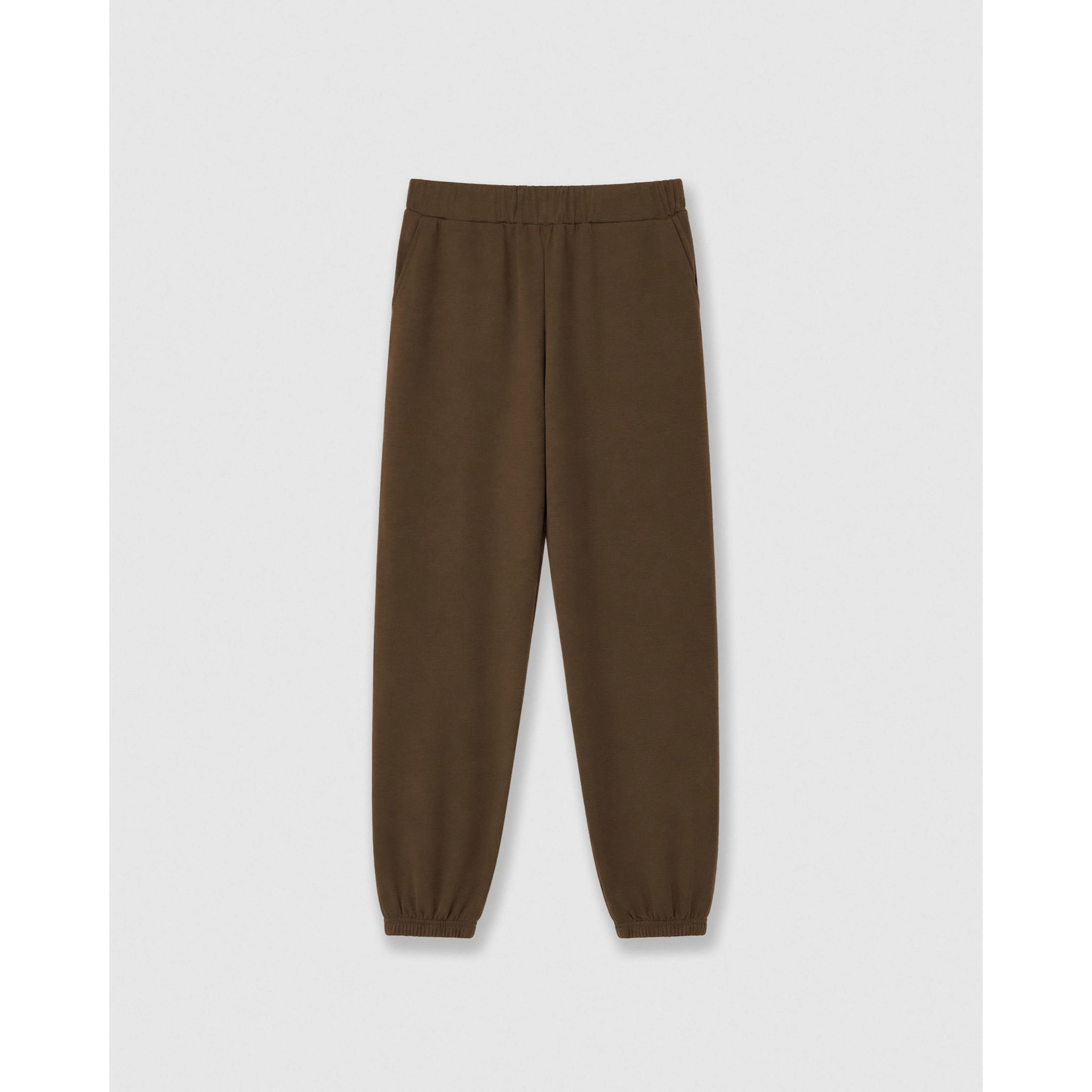 Pantaloni jogger fluidi lisci marrone