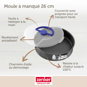 Moule à manqué à charnière 26 cm avec couvercle de transport Zenker Pure