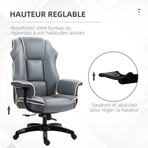 Fauteuil de bureau gamer ergonomique grand confort - 76L x 80l x 118-124H cm - gris