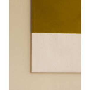 Tableau moutarde et blanc décoratif sur coton avec cadre en bois peint à la main à la peinture l'huile en différentes tailles