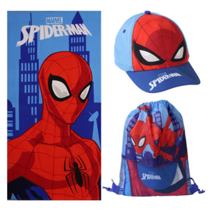 Set de Toalla de Spiderman - 70x140x1 cm - Color:Azul