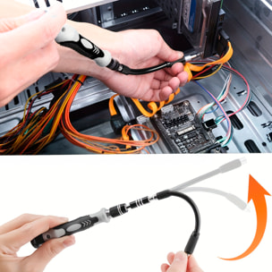 Kit de destornillador multifunción portátil 115 en 1 con eje flexible, barra de crecimiento, pinza y 98 puntas.