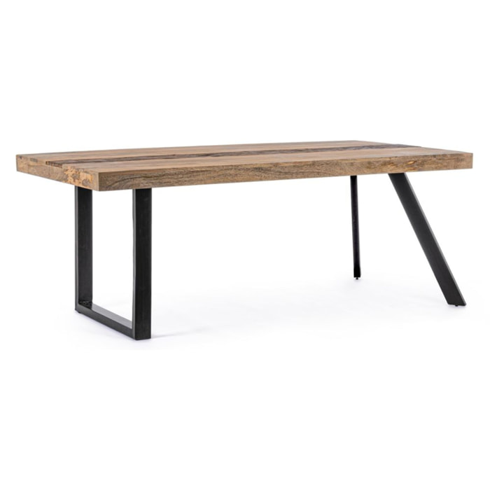 Tavolo MANCHESTER in legno di mango e gambe in acciaio nero, 200×100