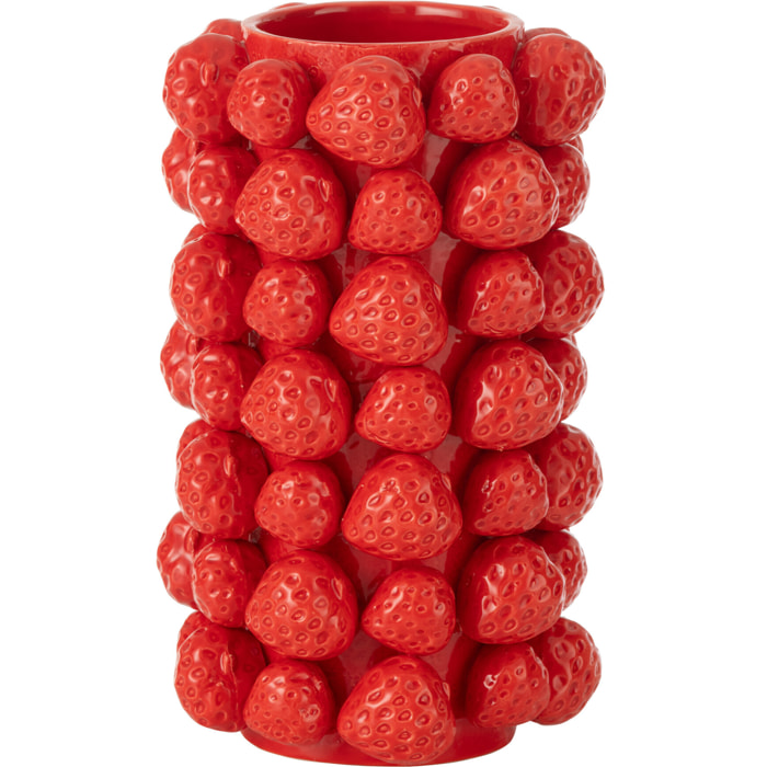 J-Line vase Fraises Cover - keramiek - rood - 26.5 cm de hauteur