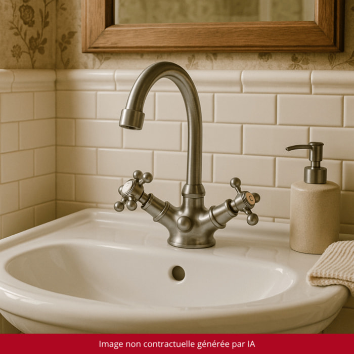 Mélangeur lavabo bec bas mobile PAINI Tiffany Gris Acier