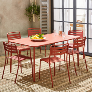 Table de jardin métal + 6 assises terracotta Amélia