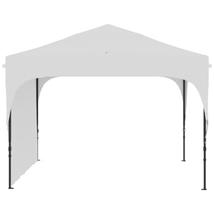 Carpa Plegable 3x3 m Altura Ajustable Cenador de Jardín con Lateral Desmontable Techo de Ventilación 4 Sacos de Arena y Bolsa de Transporte para Camping Fiestas Blanco